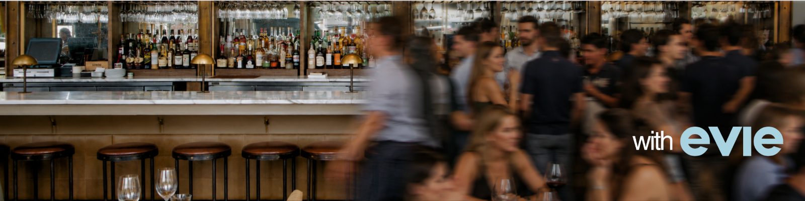 A busy bar, with evie